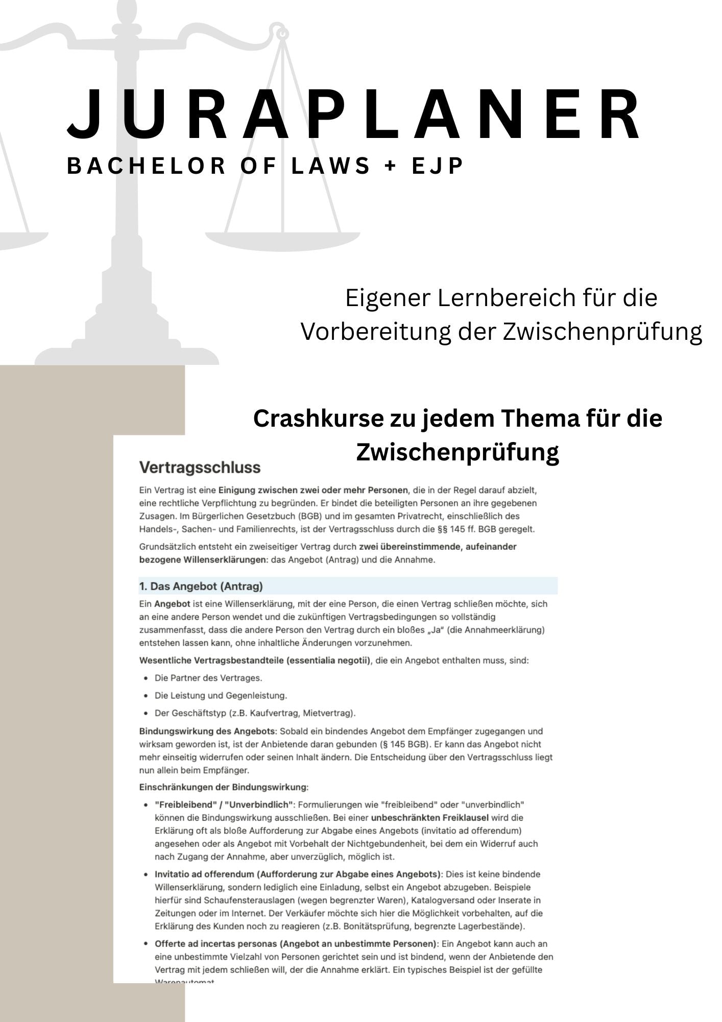 JURAPLANER ⚖️ - Bachelor of Laws & EJP (Fernuni) - Notion Vorlage - Study law with Angie