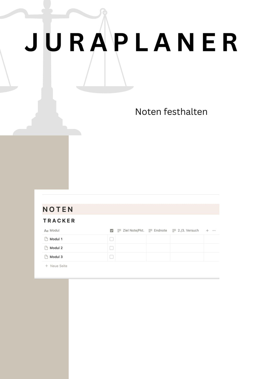 JURAPLANER - BLANKO (Notion Template/Vorlage) - Study law with Angie