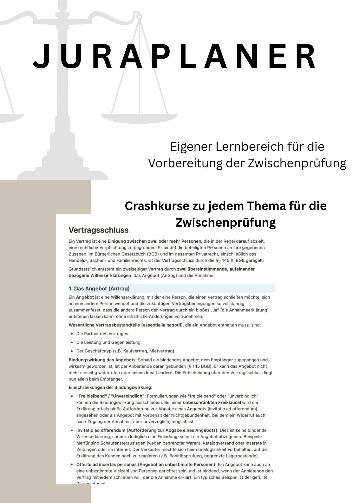 JURAPLANER - BLANKO (Notion Template/Vorlage) - Study law with Angie