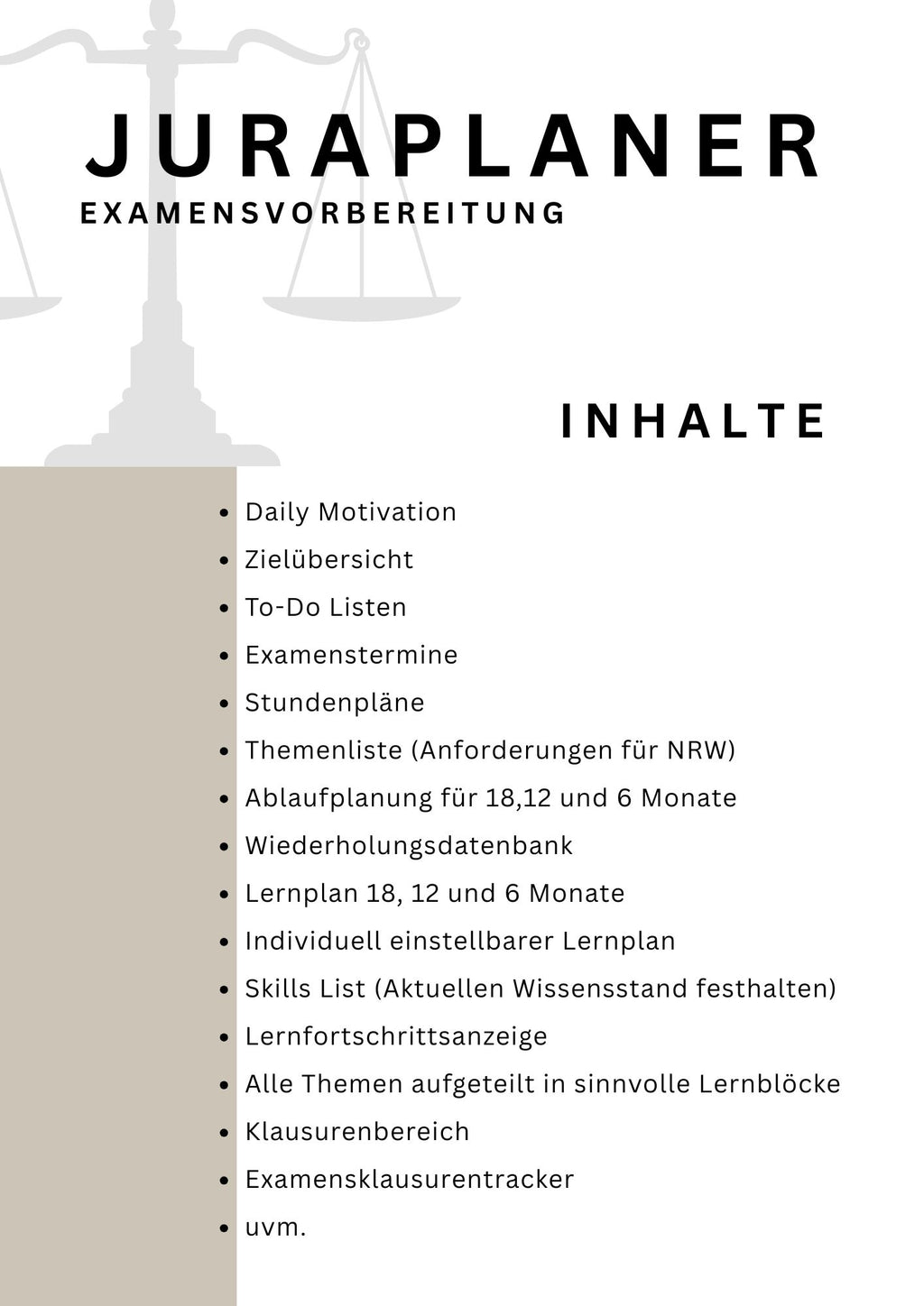 JURAPLANER - Examensvorbereitung (NRW) - Notion Vorlage /Template - Study law with Angie