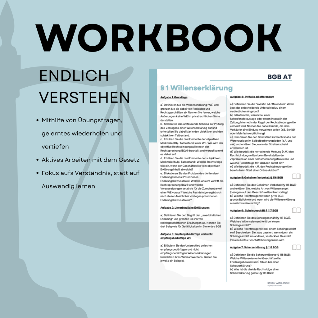 BGB AT - WORKBOOK - Study law with Angie