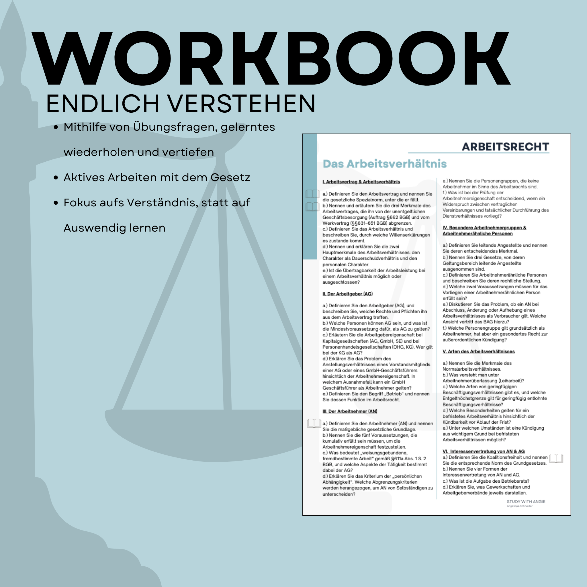 Arbeitsrecht - Skript & Workbook - Study law with Angie