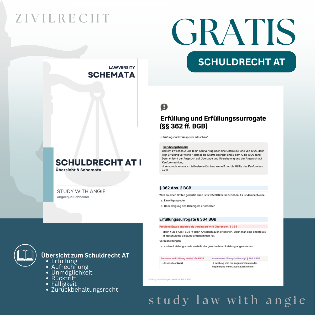 Kostenlose Unterlagen - Study law with Angie