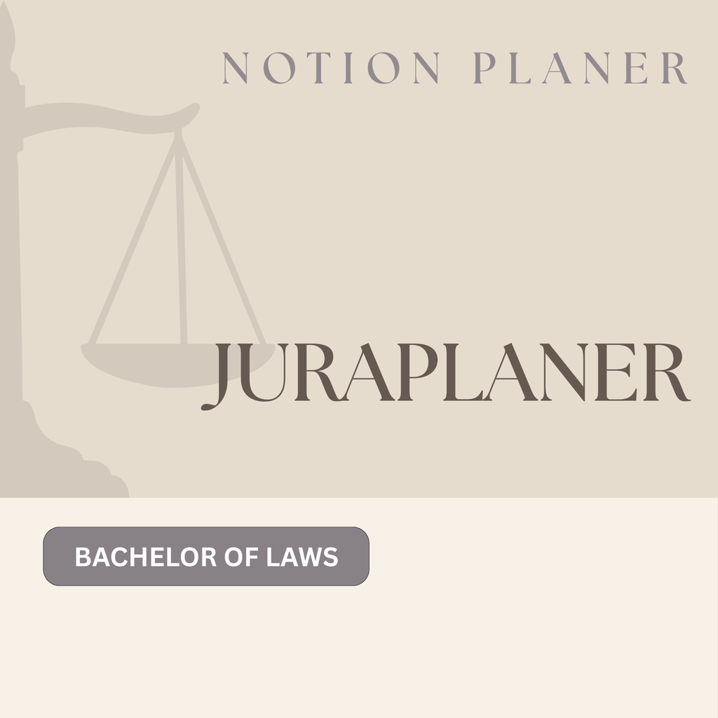 JURAPLANER ⚖️ - Lernplan für Fernunistudenten (Bachelor of Laws) - Notion Template/Vorlage - Study law with Angie
