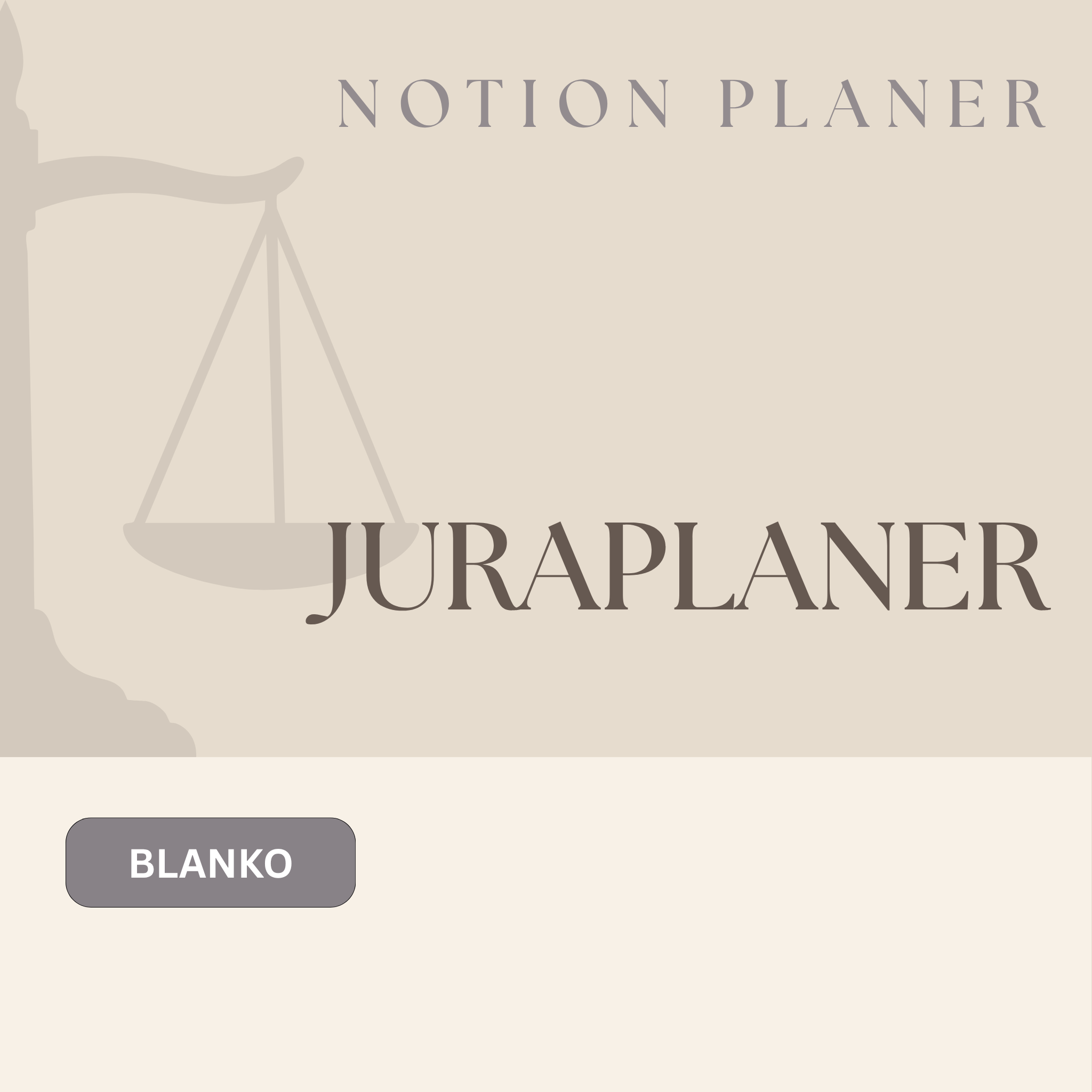 JURAPLANER - BLANKO (Notion Template/Vorlage) - Study law with Angie