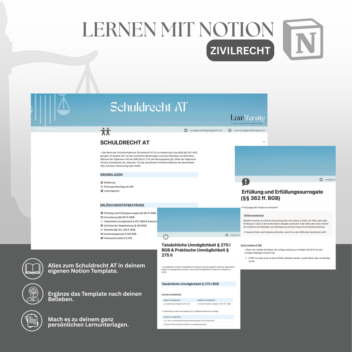 LERNEN MIT NOTION - ZIVILRECHT - Study law with Angie