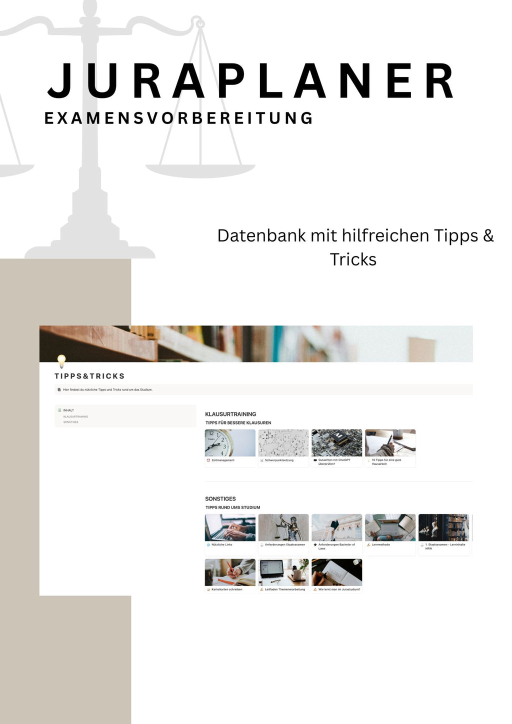 JURAPLANER - Examensvorbereitung (NRW) - Notion Vorlage /Template - Study law with Angie