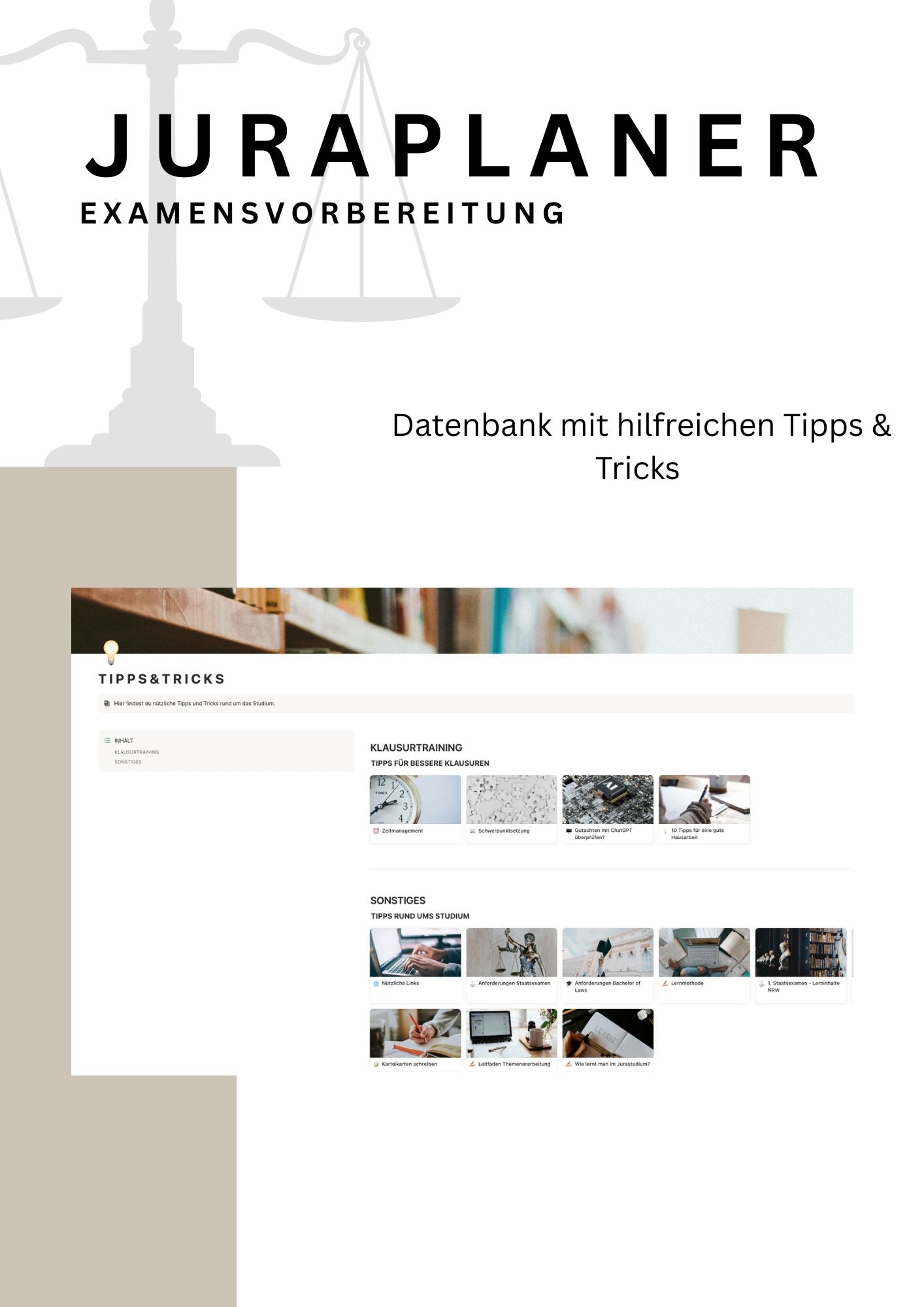 JURAPLANER - Examensvorbereitung (NRW) - Notion Vorlage /Template - Study law with Angie