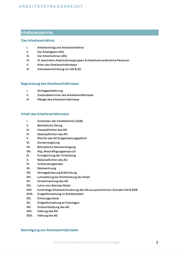 Arbeitsrecht - Skript - Study law with Angie