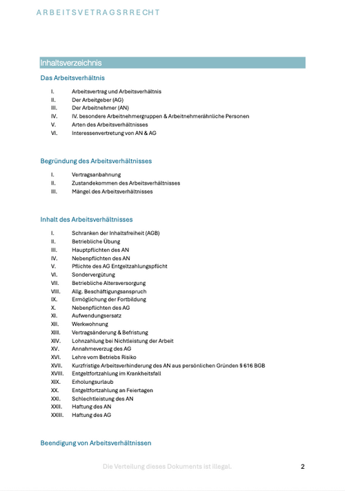 Arbeitsrecht - Skript - Study law with Angie