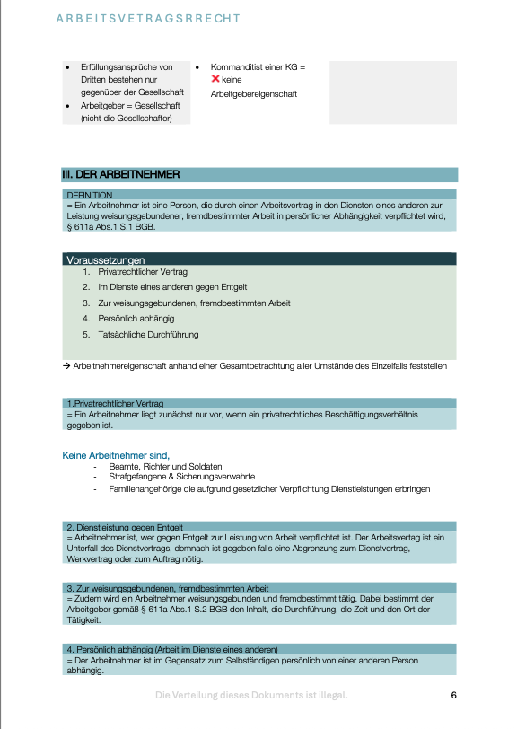 Arbeitsrecht - Skript - Study law with Angie