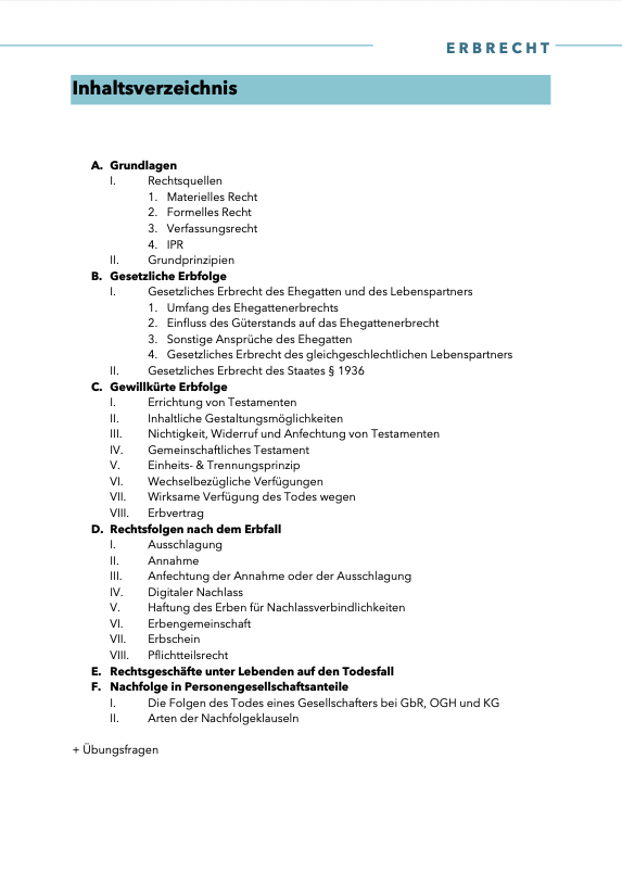 Erbrecht - Skript - Study law with Angie