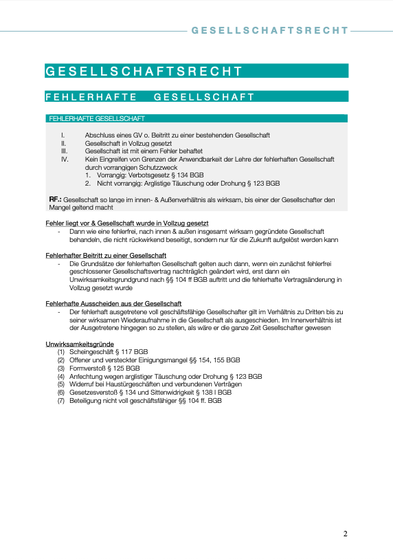 Gesellschafstrecht - Skript - Study law with Angie