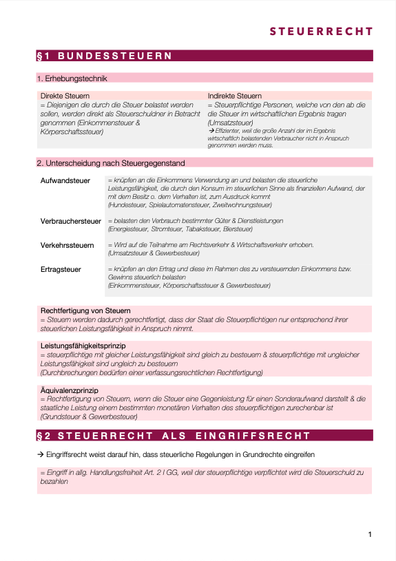 Steuerrecht - Skript - Study law with Angie
