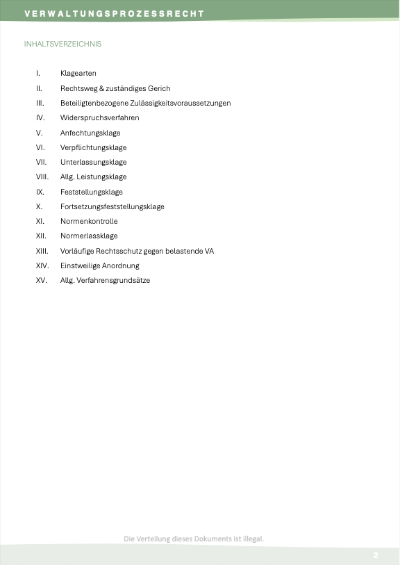 Verwaltungsprozessrecht - Skript - Study law with Angie