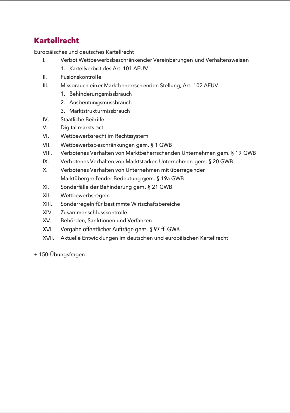 Wettbewerbs- & Kartellrecht - Skript - Study law with Angie