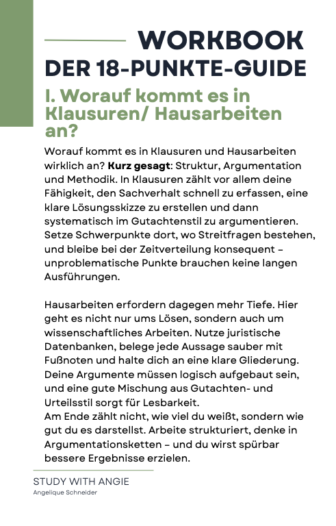 Der 18-Punkte-GUIDE - Study law with Angie