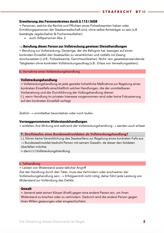 Strafrecht BT II - SKRIPT - Study law with Angie