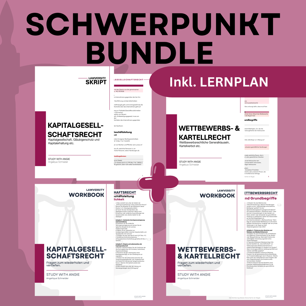 Schwerpunkt - Bundle - Wettbewerbs- & Kartellrecht + Kapitalgesellschaftsrecht - Study law with Angie