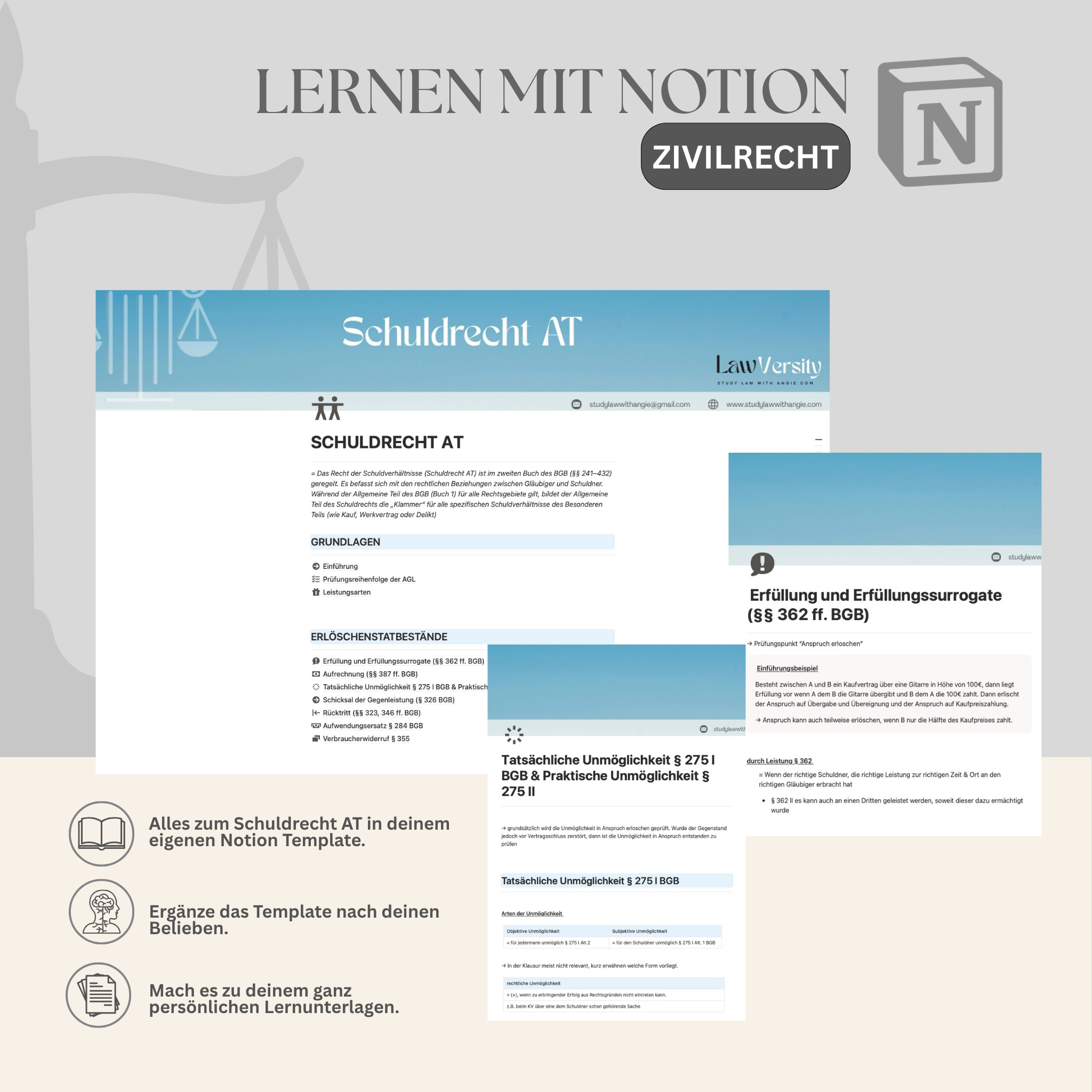 LERNEN MIT NOTION - ZIVILRECHT - Study law with Angie