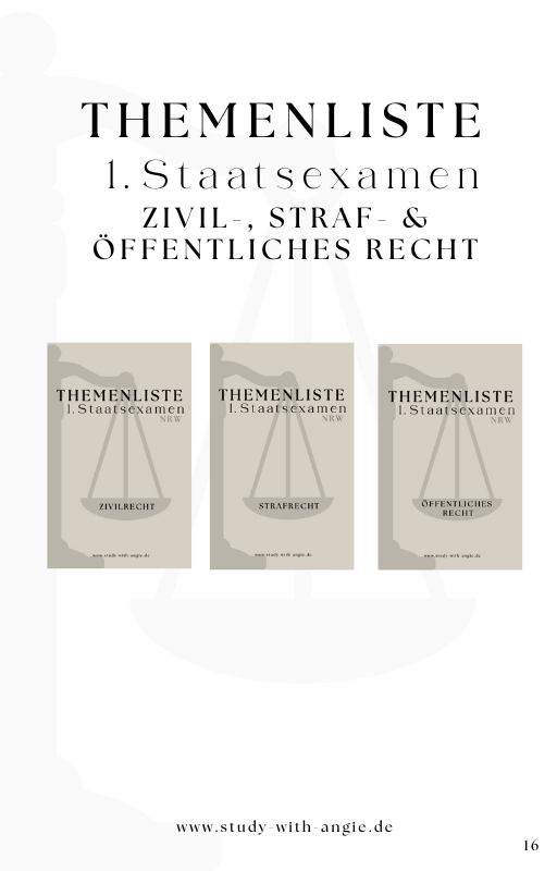 Themenliste 1.Staatsexamen - KOMPLETT PAKET - Study law with Angie