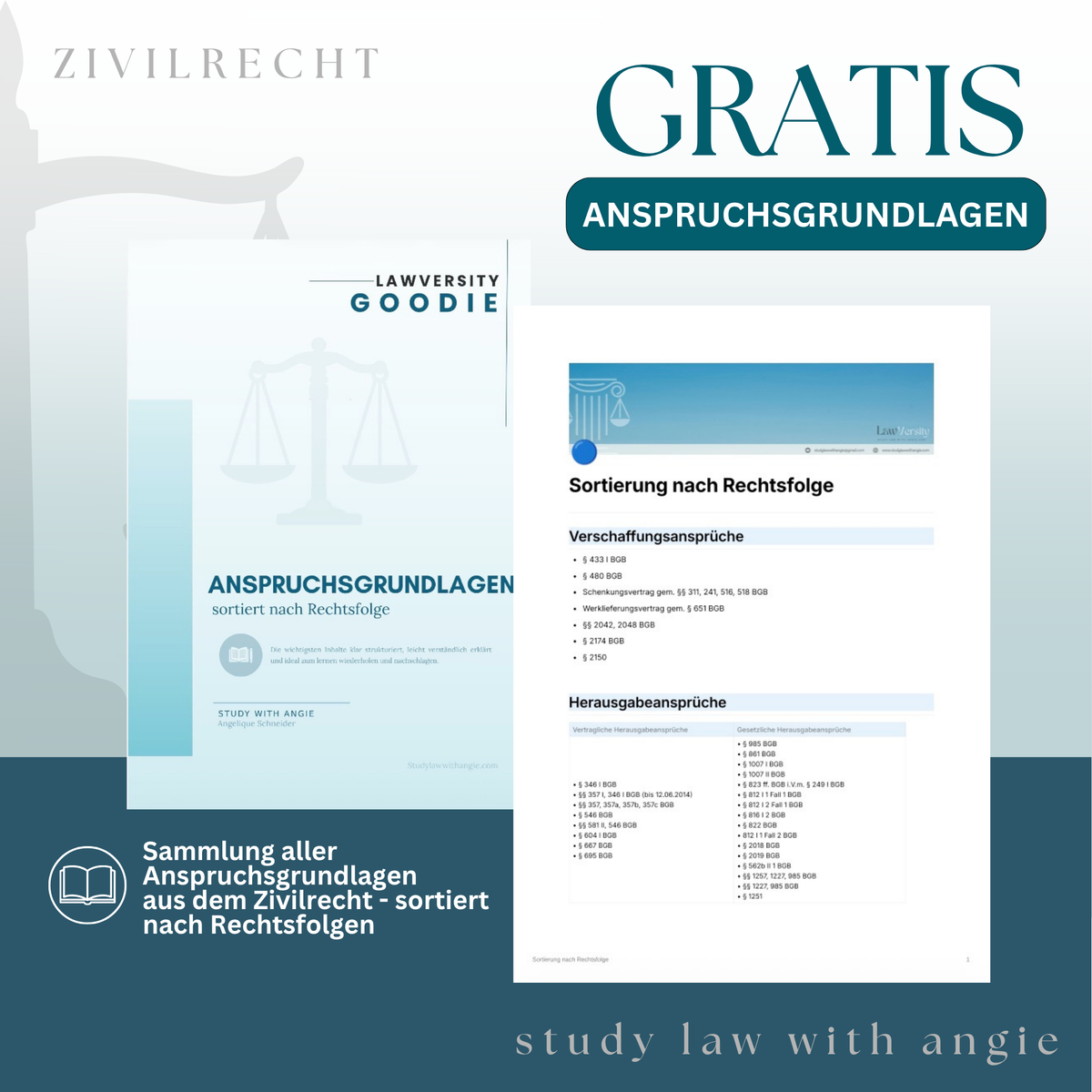 Kostenlose Unterlagen - Study law with Angie